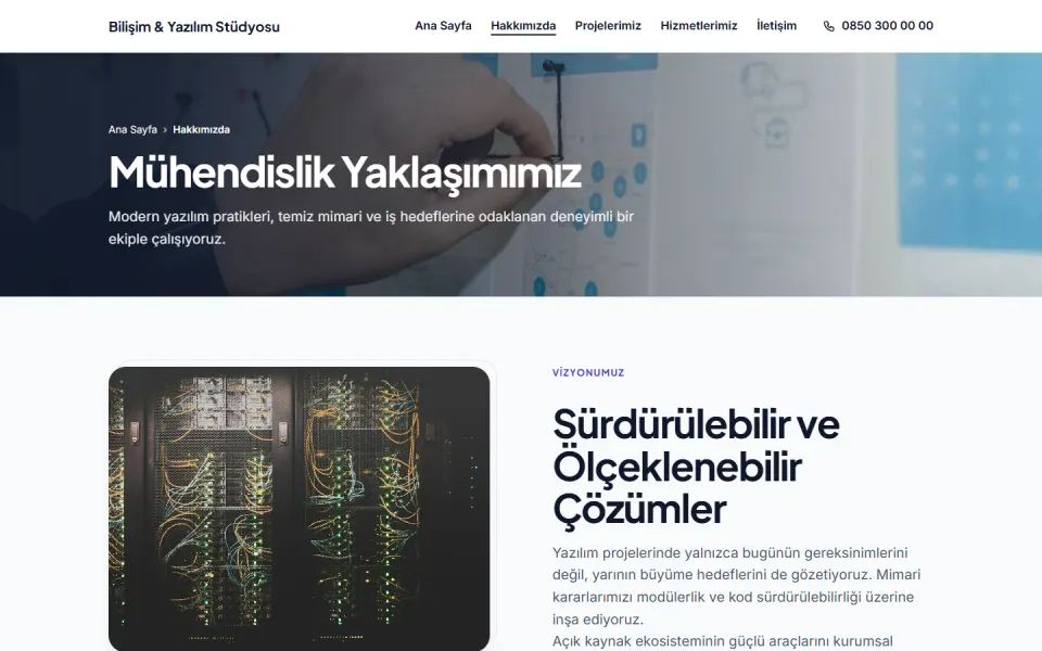 Bilişim & Yazılım Stüdyosu şablonu, Hakkımızda sayfası
