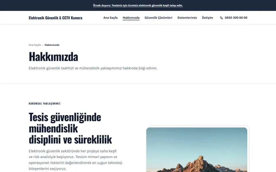 Elektronik Güvenlik & CCTV Kamera şablonu, Hakkımızda sayfası