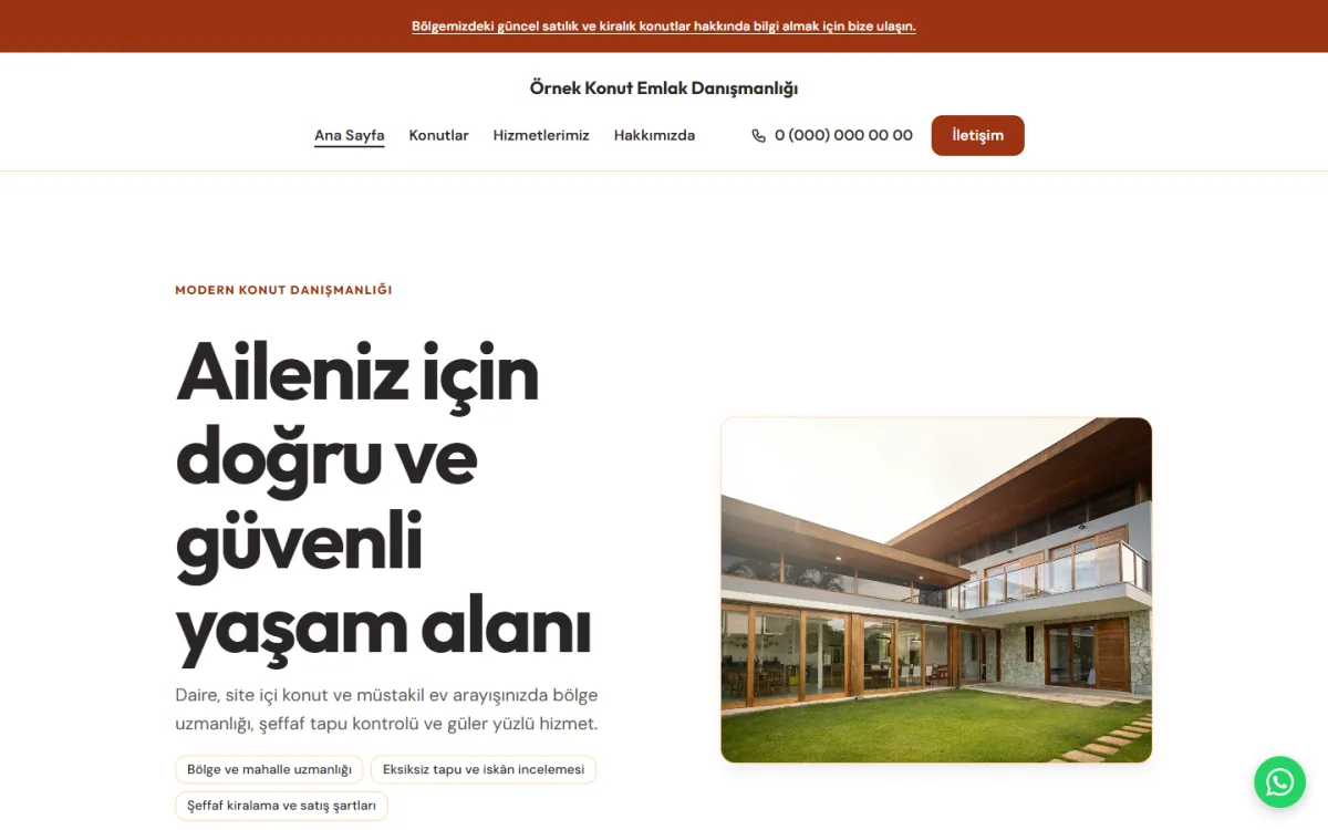 Modern Konut Danışmanlığı şablonunun ekran görüntüsü