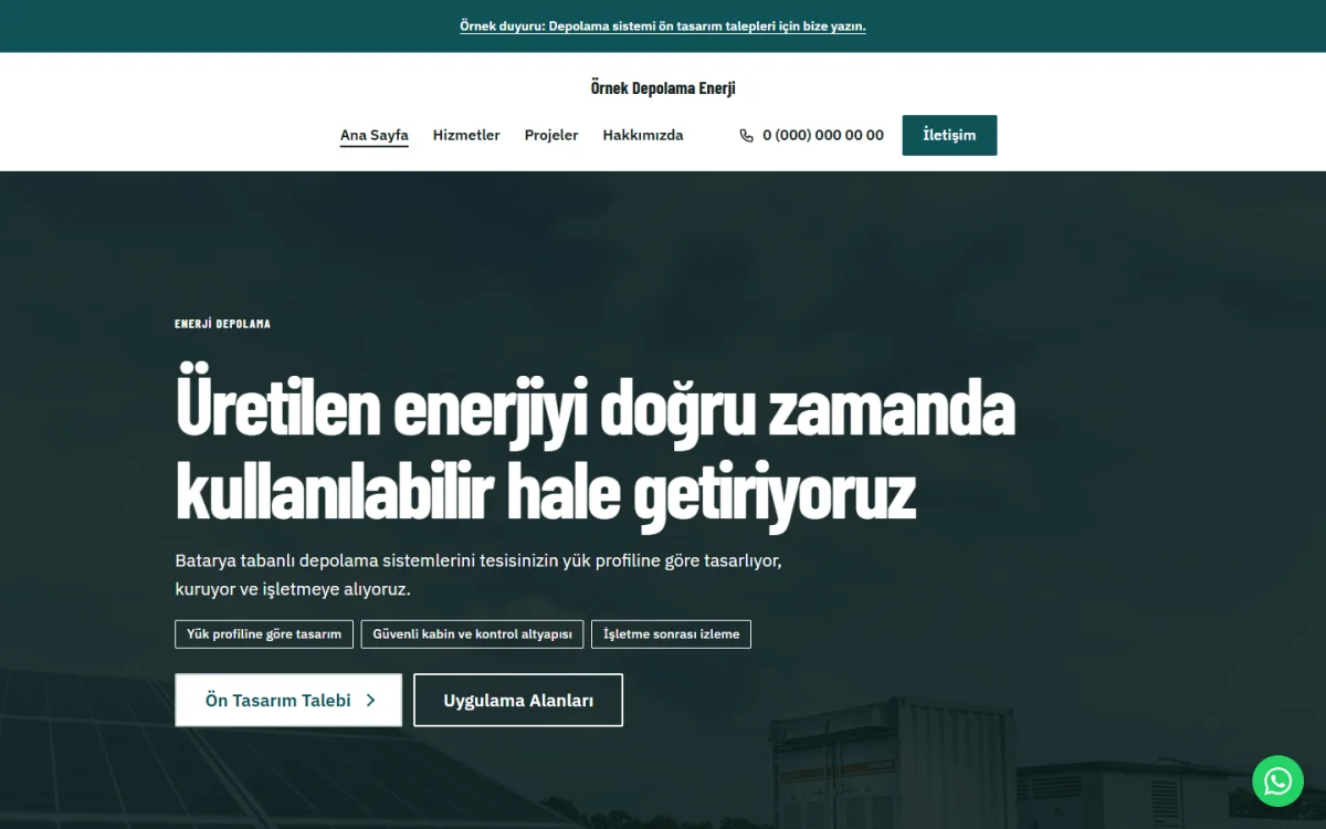 Enerji Depolama Sistemleri şablonunun ekran görüntüsü