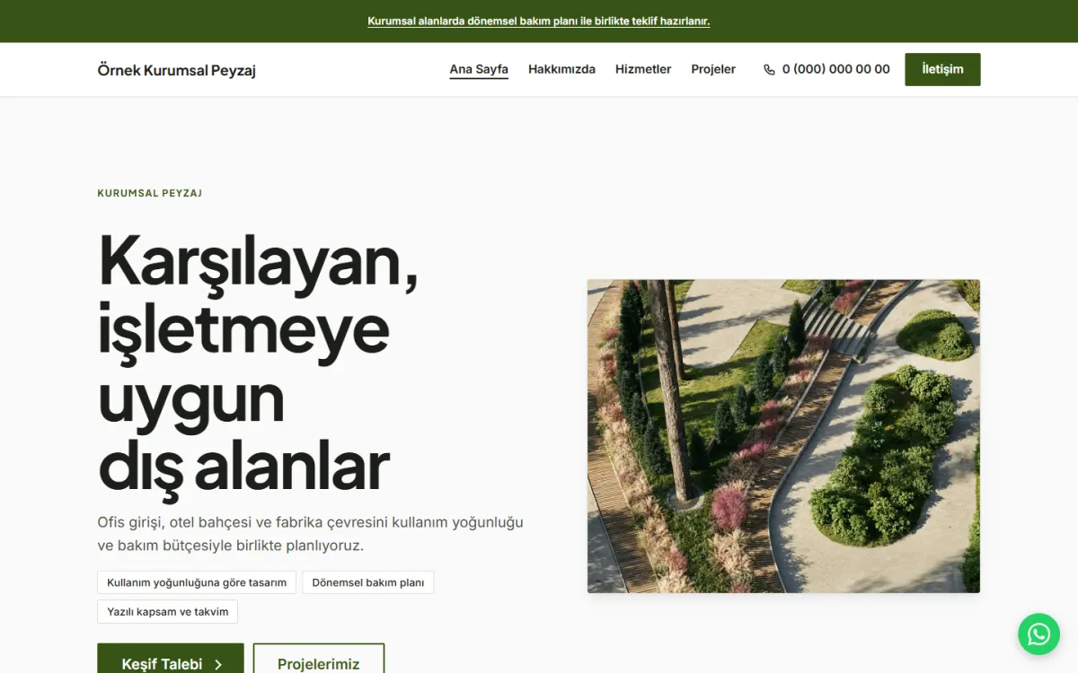 Ticari ve Kurumsal Alan Peyzajı şablonunun ekran görüntüsü