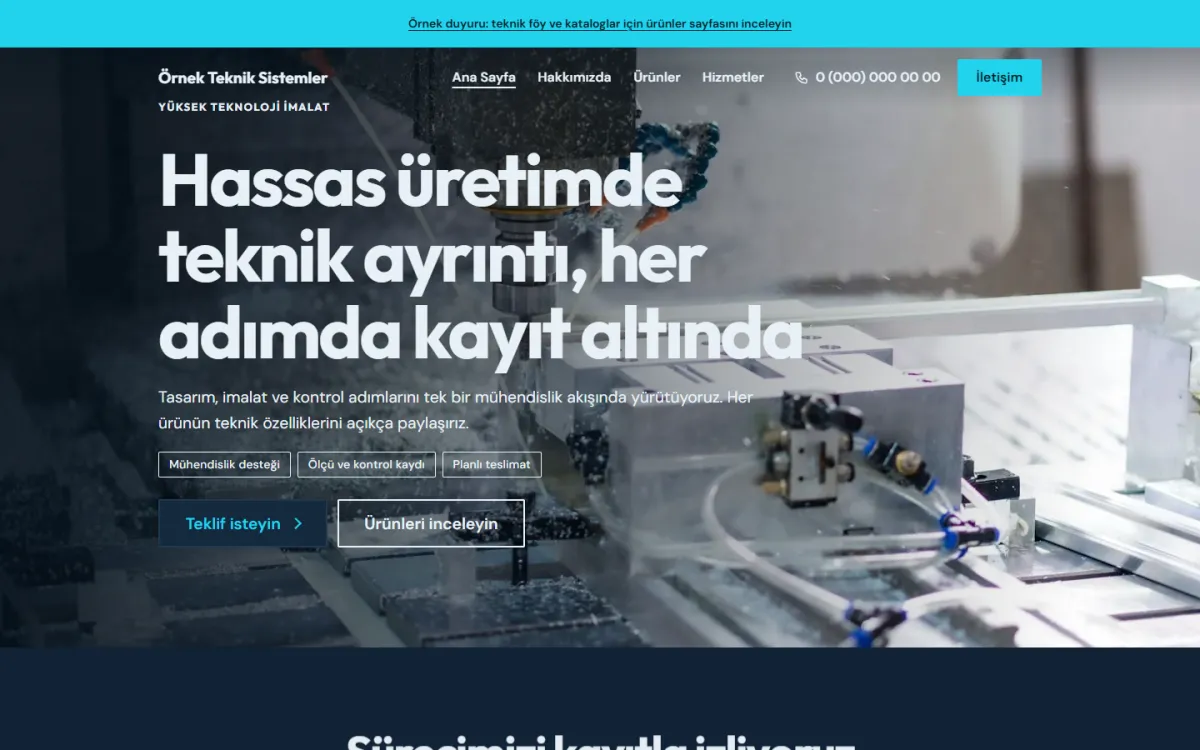 Sanayi Teknik şablonunun ekran görüntüsü
