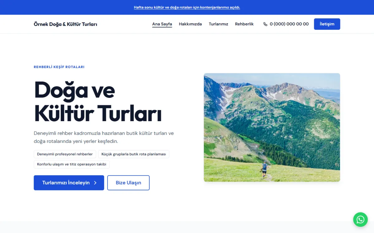 Kültür & Doğa Turları şablonunun ekran görüntüsü